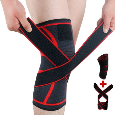 新款加压带针织运动护膝羽毛球跑步健身护膝户外登山护膝保暖护膝