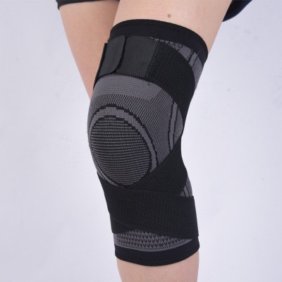 运动加压护膝跑步骑行篮球绑带护膝 透气护膝针织加压护膝